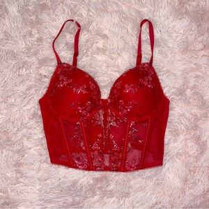 Victoria’s Secret - Red Floral Embroidered Bustier